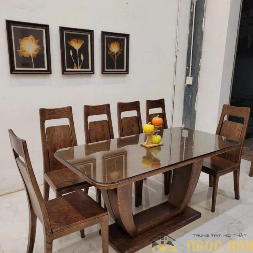 Bàn ăn gỗ tự nhiên chân kiểu