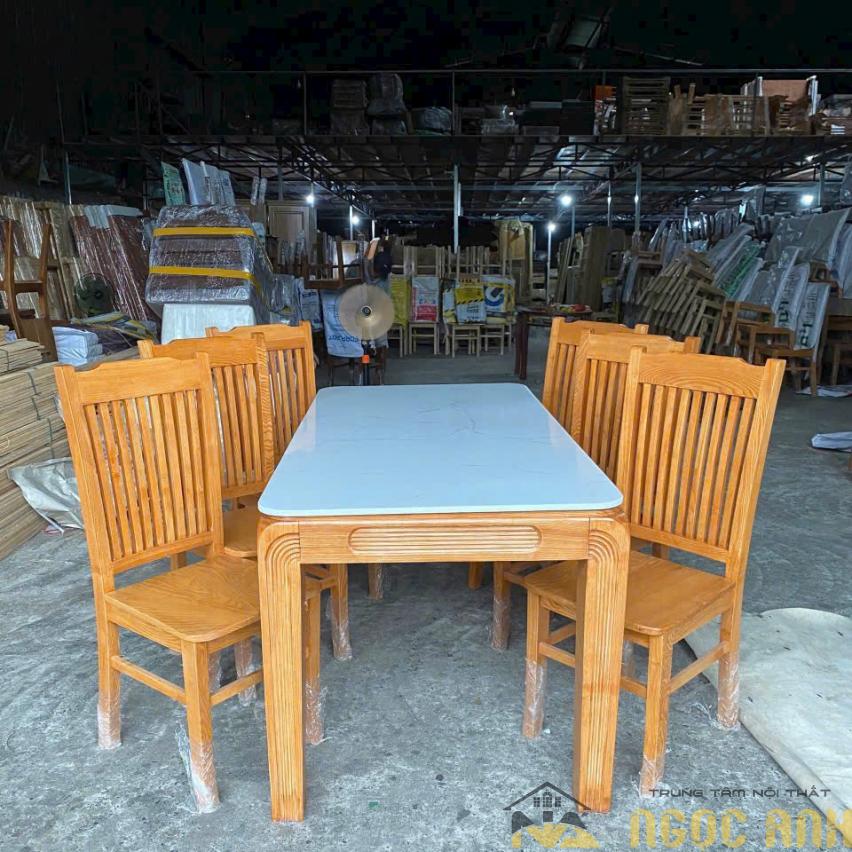 Bàn ăn 6 ghế gỗ tự nhiên