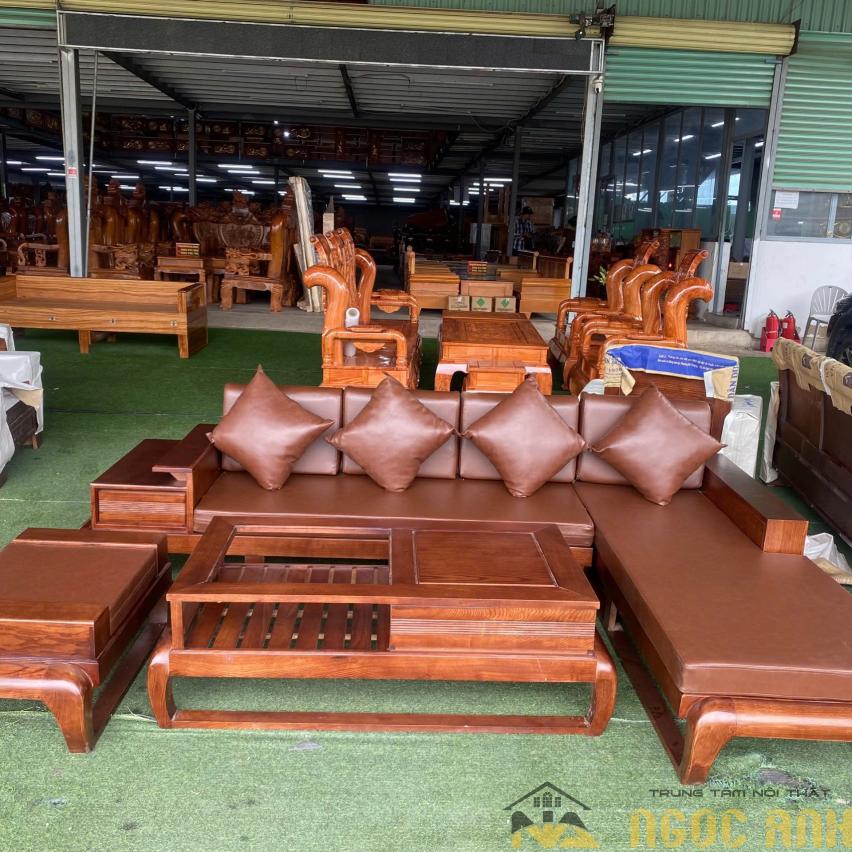 Mẫu sofa gỗ góc 2m8