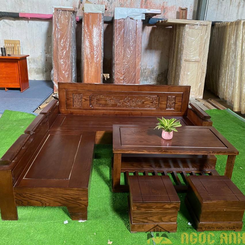 Bộ Sofa Gỗ Tự Nhiên Góc 2m