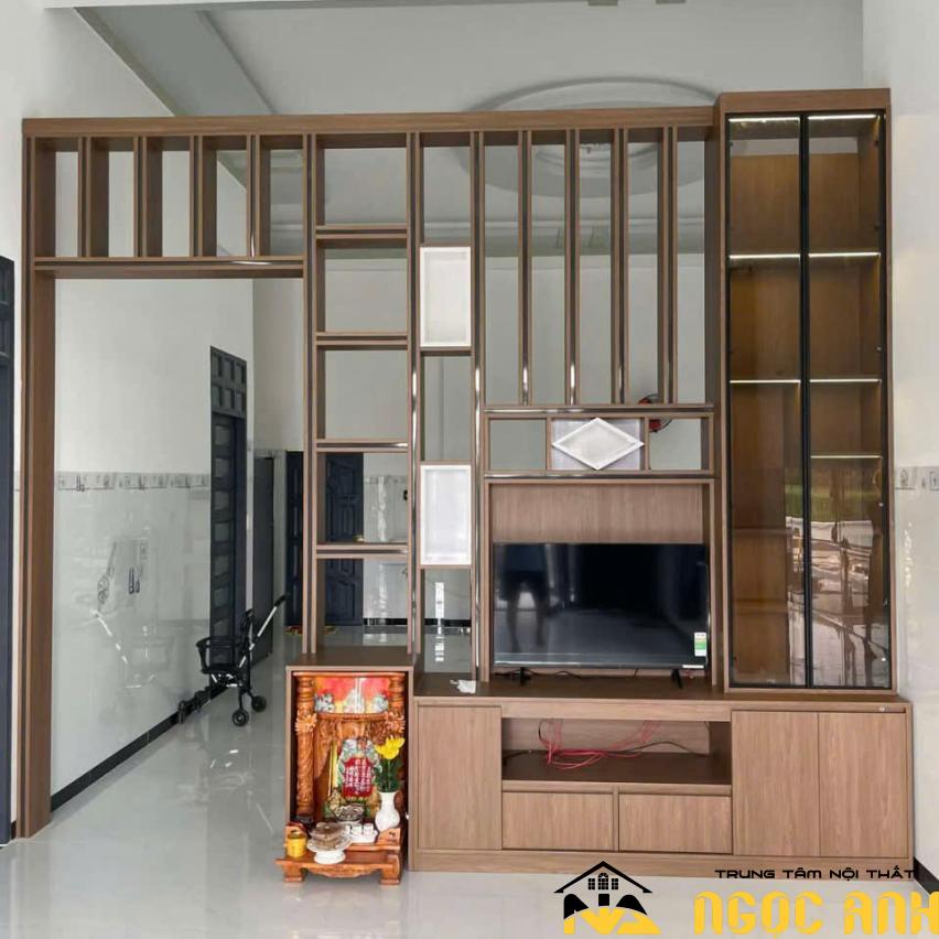 mẫu vách tivi kết hợp tủ rượu